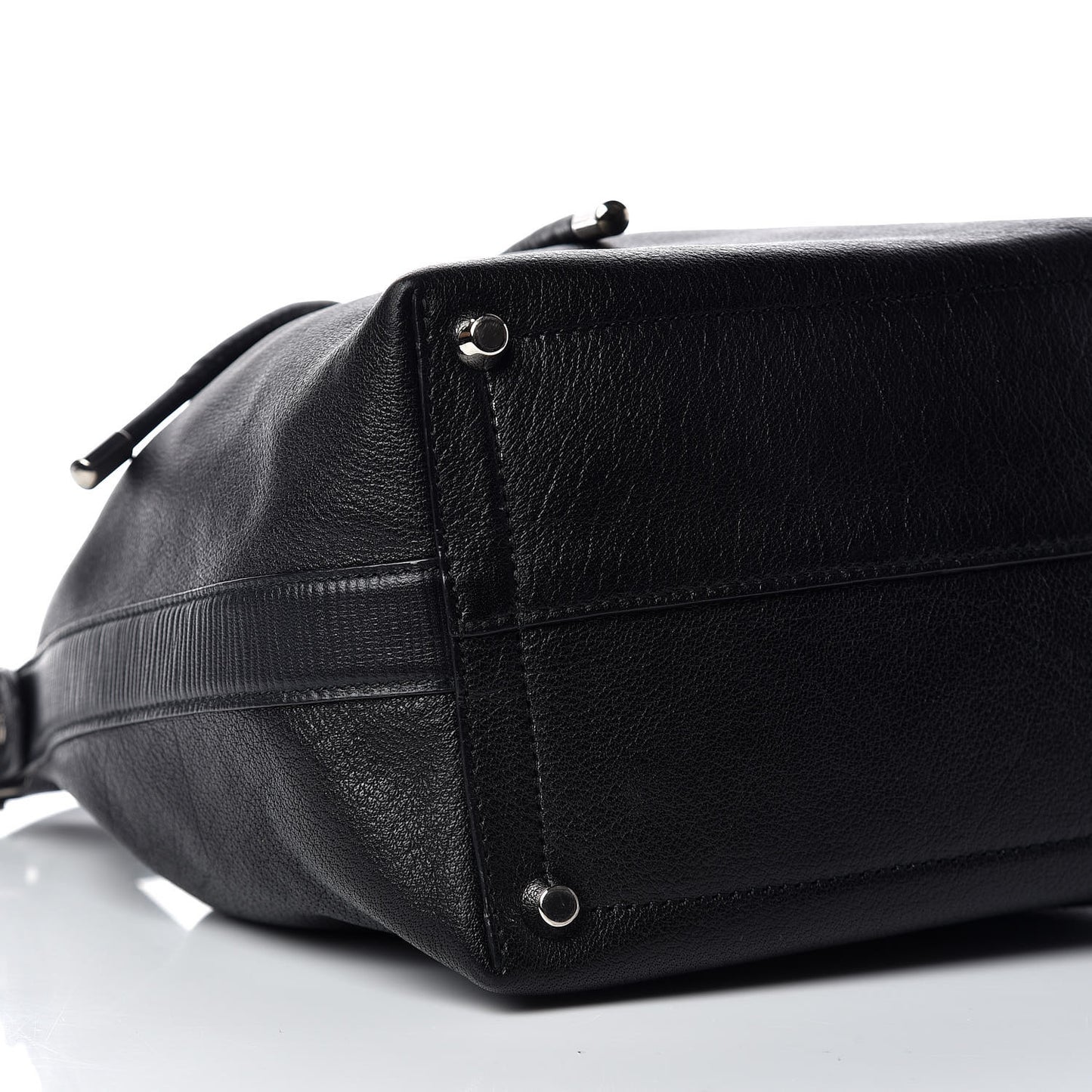 Calfskin Buffalo Medium Bucket Bag Black