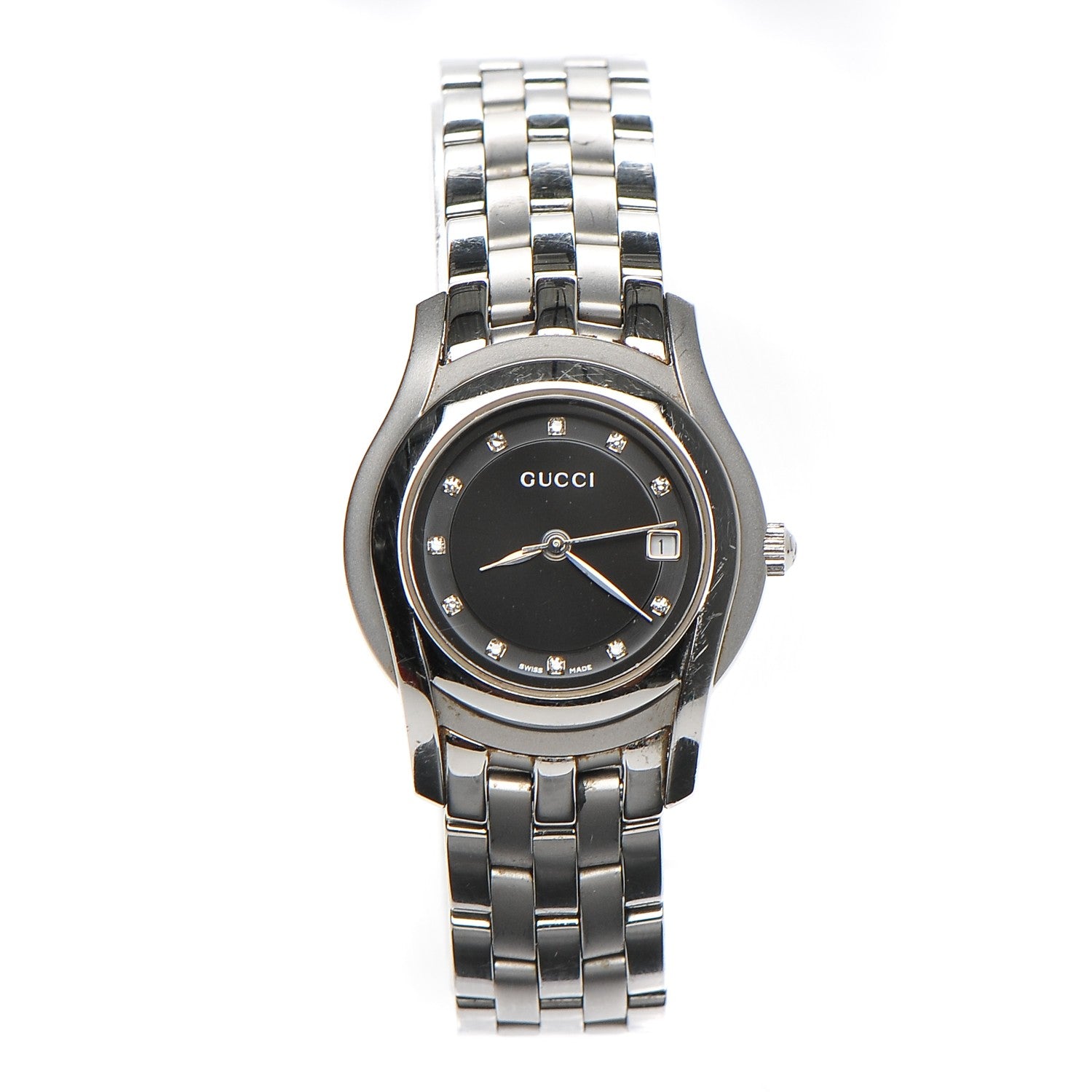 Gucci Stainless Steel Diamond 27mm 5500L Quartz Watch Black 1 of 10