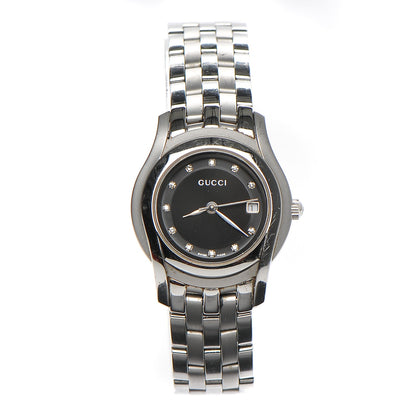 Gucci Stainless Steel Diamond 27mm 5500L Quartz Watch Black 1 of 10