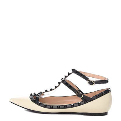 Valentino Garavani Nappa Rockstud Cage Ballerina Flats 41 Ivory Black 1 of 8