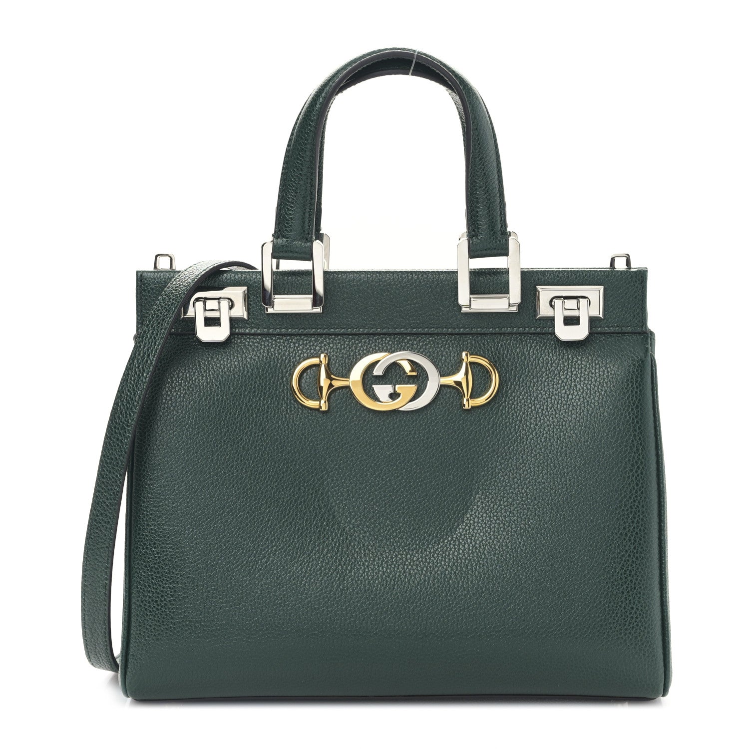 Gucci Grainy Calfskin Small Zumi Top Handle Bag Vintage Green 1 of 9