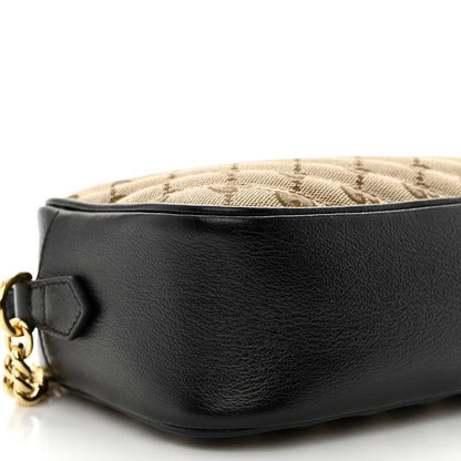 Gucci Monogram Matelasse Diagonal Small GG Marmont Chain Shoulder Bag Beige Black 9 of 10