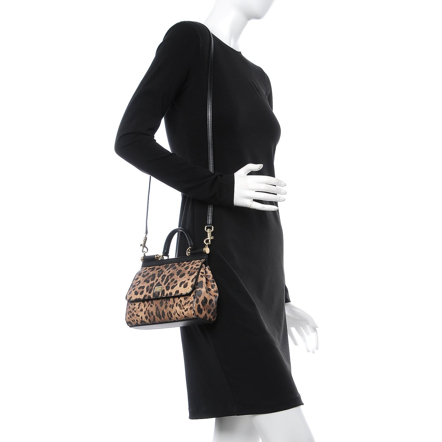 Dauphine Leopard Print Small Miss Sicily Satchel Black