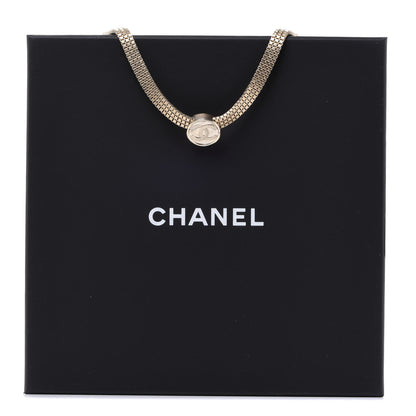 Chanel Metal Chain Link CC Medallion Choker Necklace Gold 6 of 6