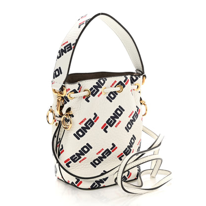 Fendi X FILA Vitello F is Fendi Mania Mini Mon Tresor Bucket Bag White 2 of 11