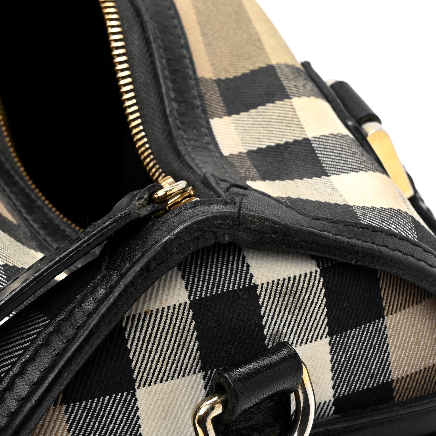 House Check Bridle Calfskin Medium Alchester Bowling Bag Black