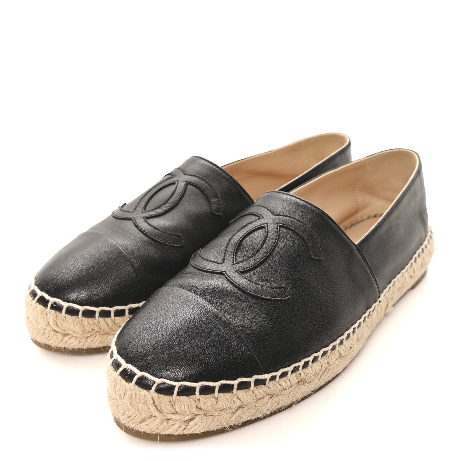 Chanel Lambskin CC Espadrilles 38 Black 4 of 9