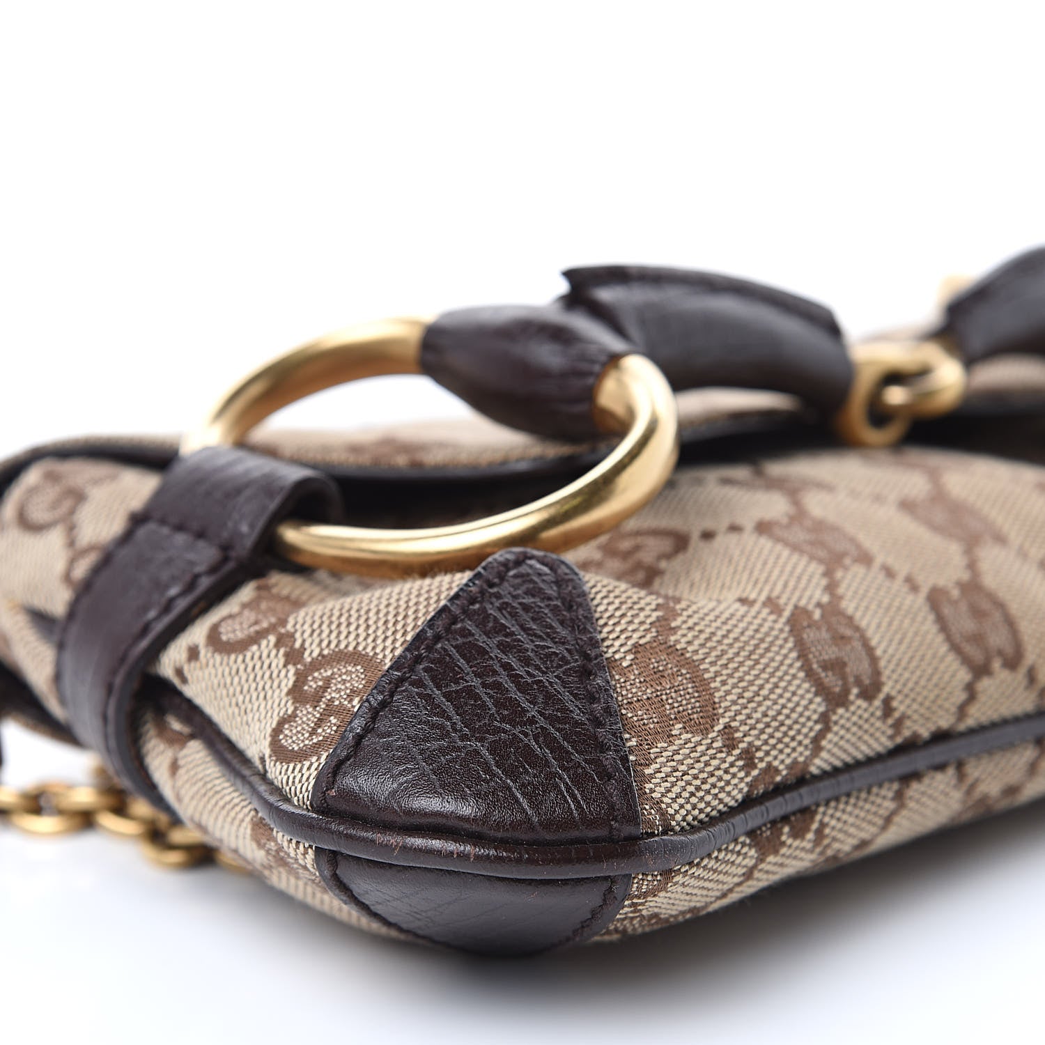 Gucci Monogram Horsebit Clutch Dark Brown 8 of 9