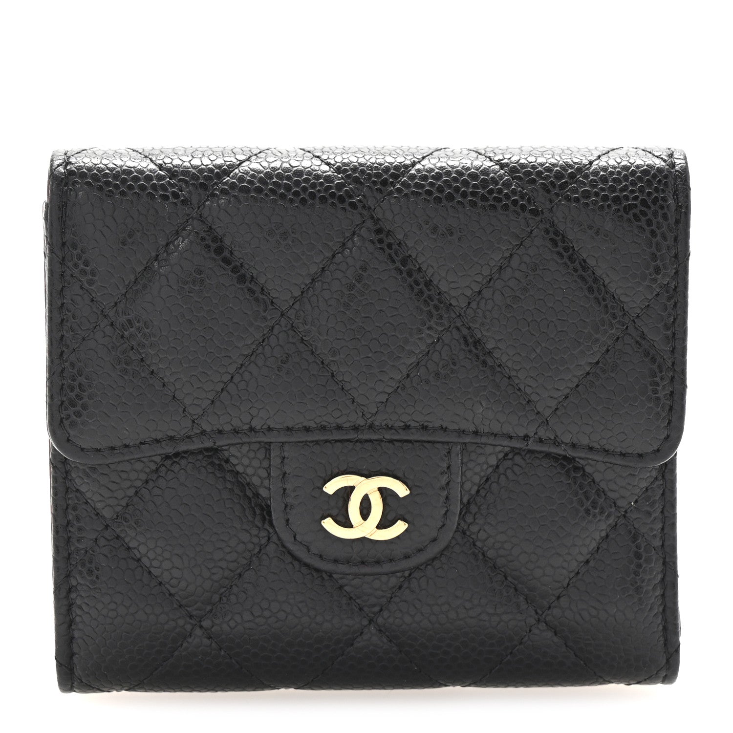 Chanel Caviar Quilted Compact Flap Wallet Black 1 of 8