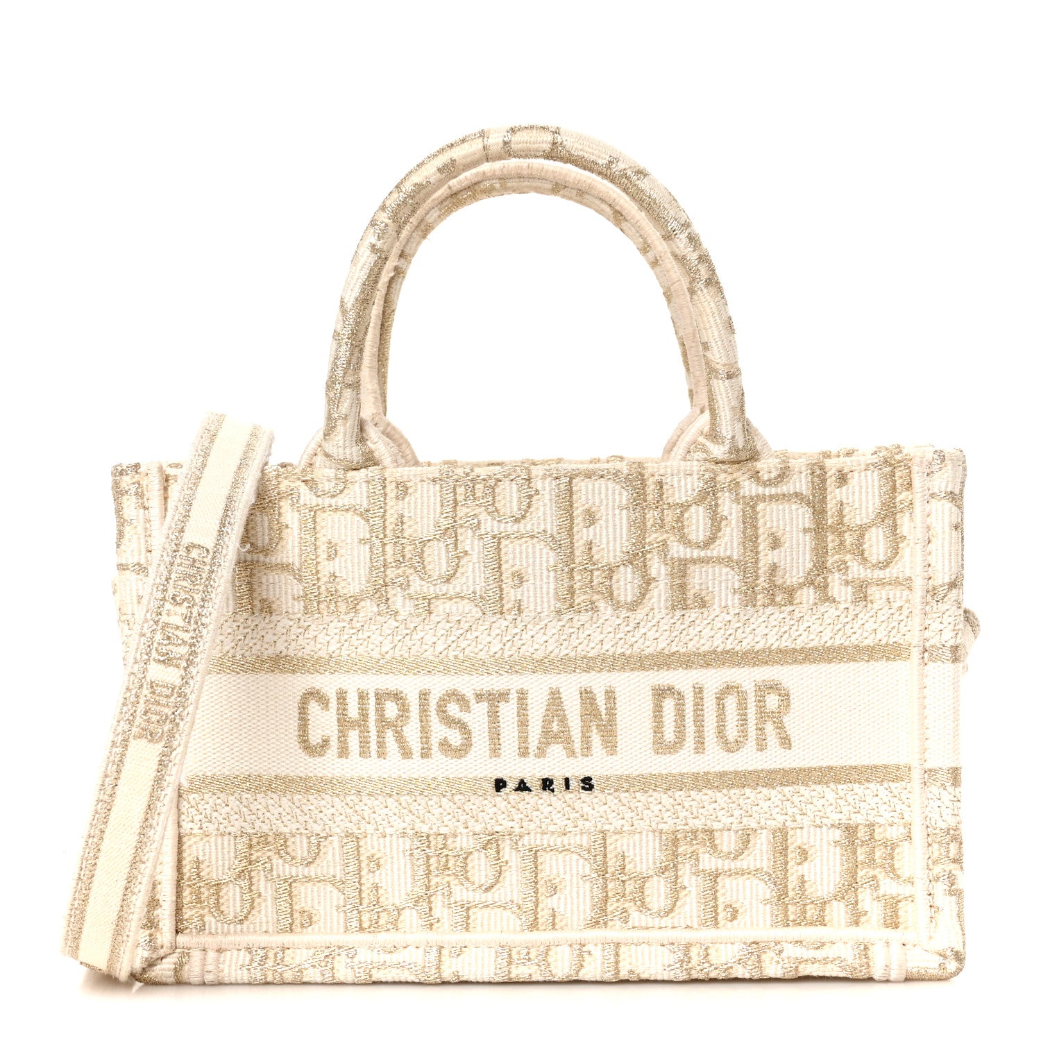 Christian Dior Oblique Mini Book Tote With Strap Gold Multicolor 1 of 11