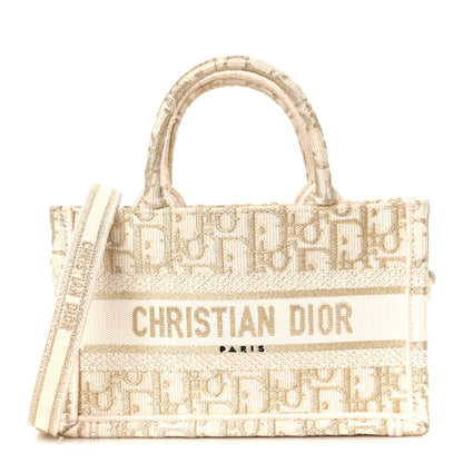 Christian Dior Oblique Mini Book Tote With Strap Gold Multicolor 1 of 11