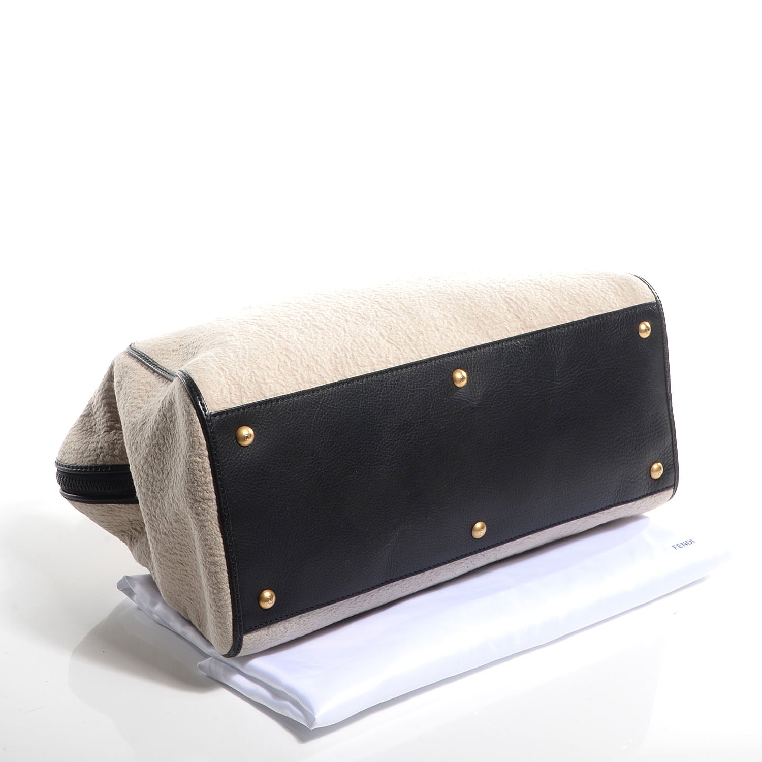 Fendi Tessuto Matelasse Chameleon Tote Ecru Black 4 of 10