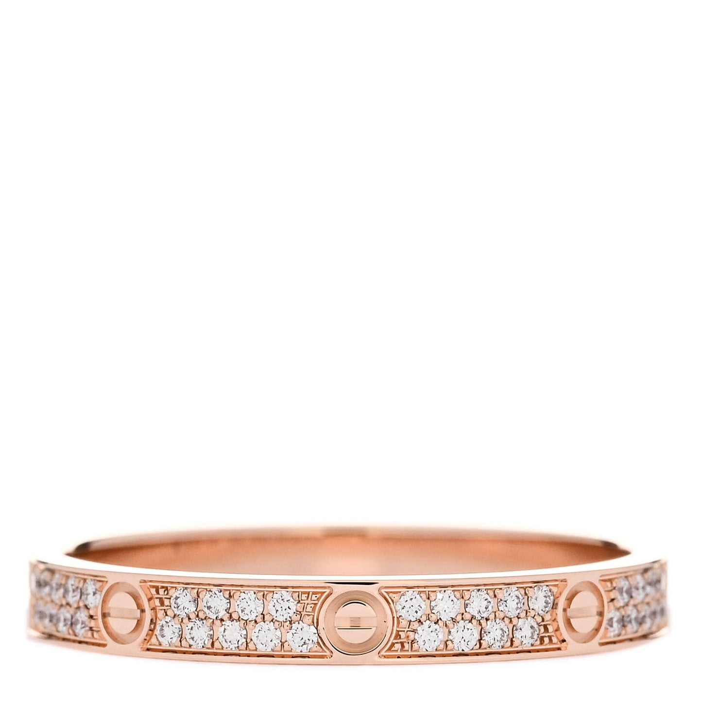 18K Pink Gold Diamond 2.6mm LOVE Paved Band Ring 55 7.25