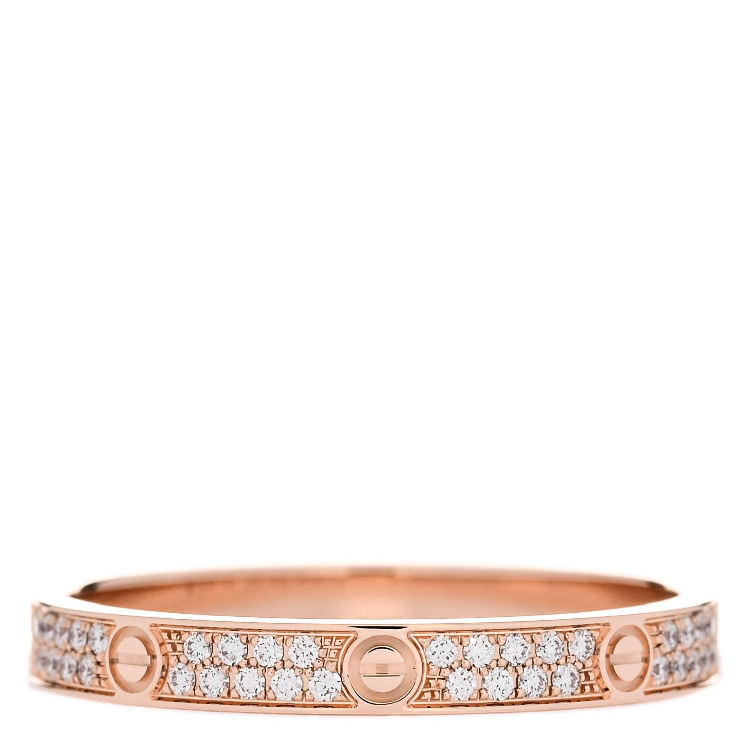 Cartier 18K Pink Gold Diamond 2.6mm LOVE Paved Band Ring 55 7.25 3 of 5