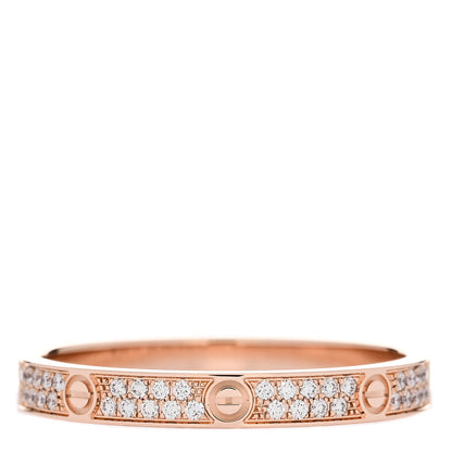 Cartier 18K Pink Gold Diamond 2.6mm LOVE Paved Band Ring 55 7.25 3 of 5