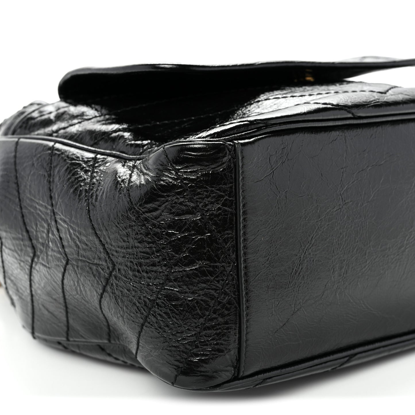 Crinkled Calfskin Matelasse Monogram Small Niki Tote Black