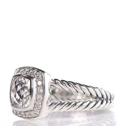 David Yurman Sterling Silver Diamond White Topaz 7mm Petite Albion Ring 52 6 3 of 5