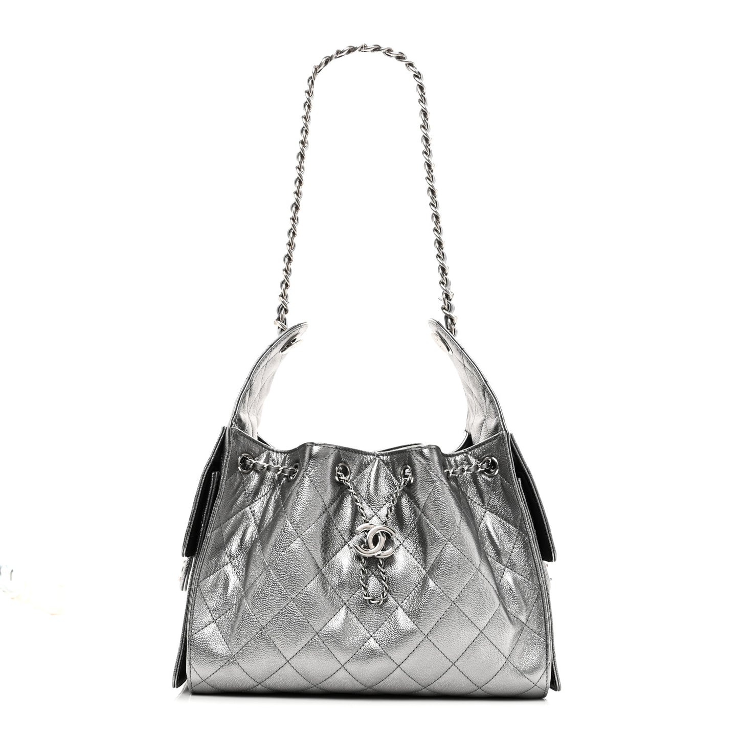 Metallic Caviar Quilted Small Chanel 25 Handbag Anthracite