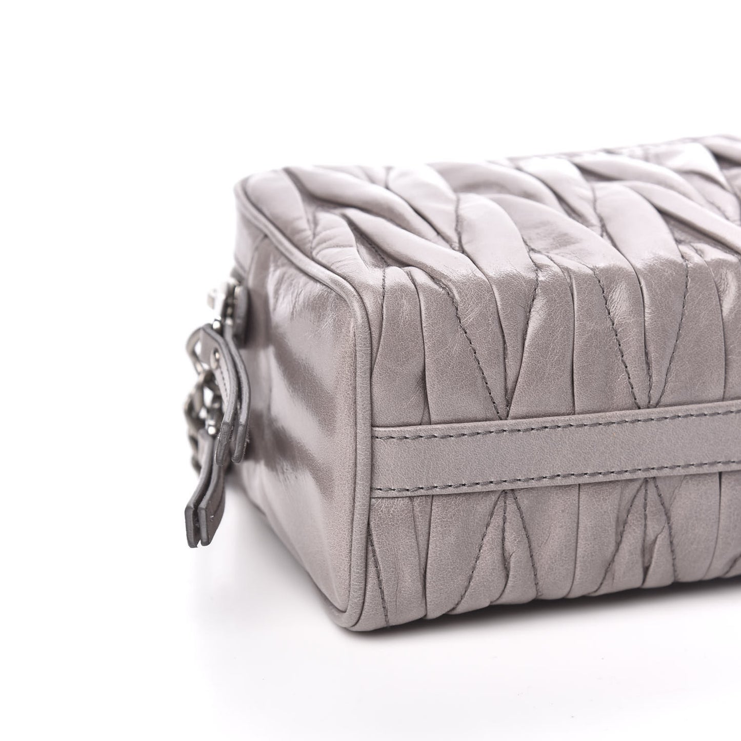 Vitello Lux Matelasse Double Zip Shoulder Bag Pomice
