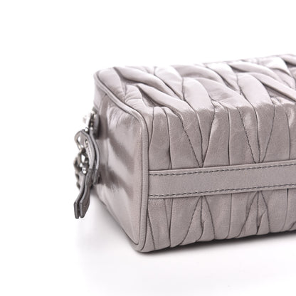 Miu Miu Vitello Lux Matelasse Double Zip Shoulder Bag Pomice 8 of 10