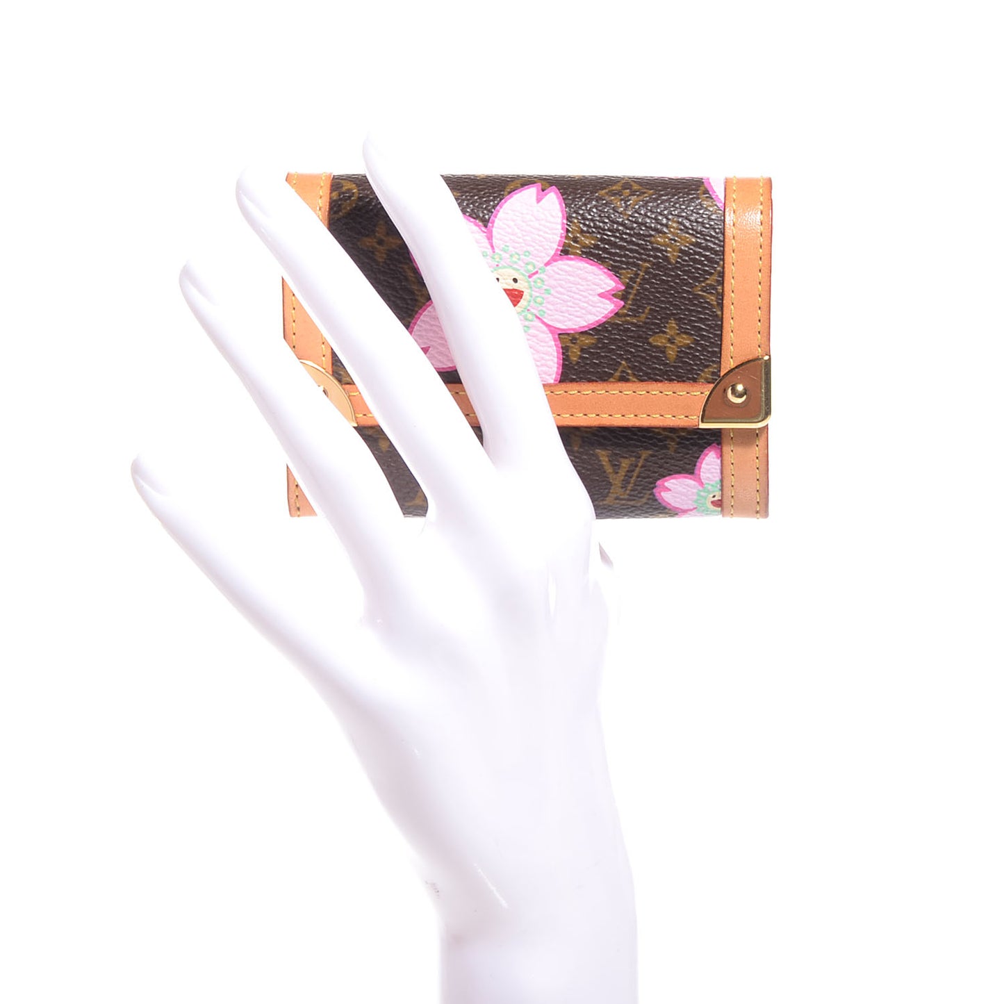 Monogram Cherry Blossom Porte-Monnaie Plat Coin Purse Brown