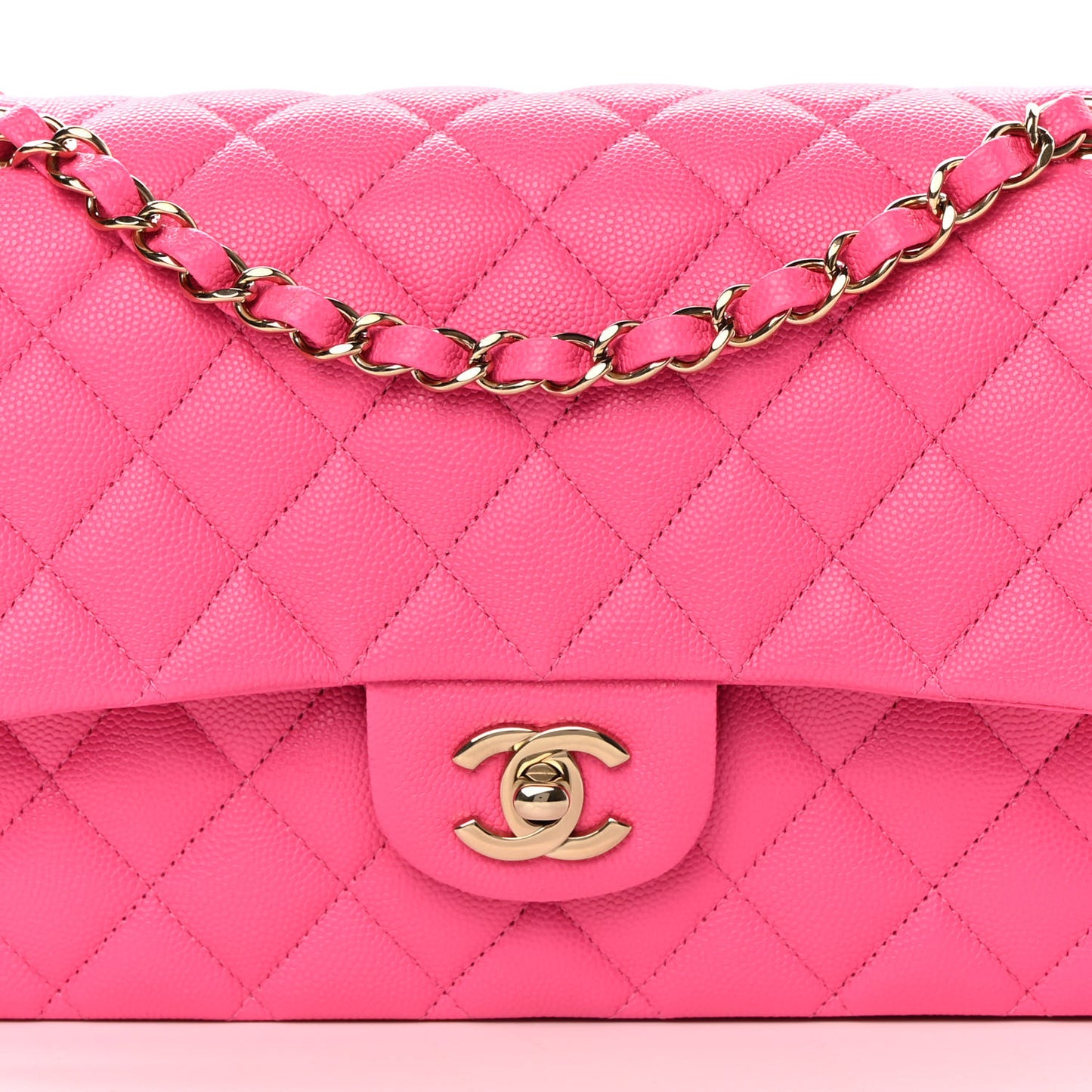 Caviar Quilted Medium Double Flap Rose