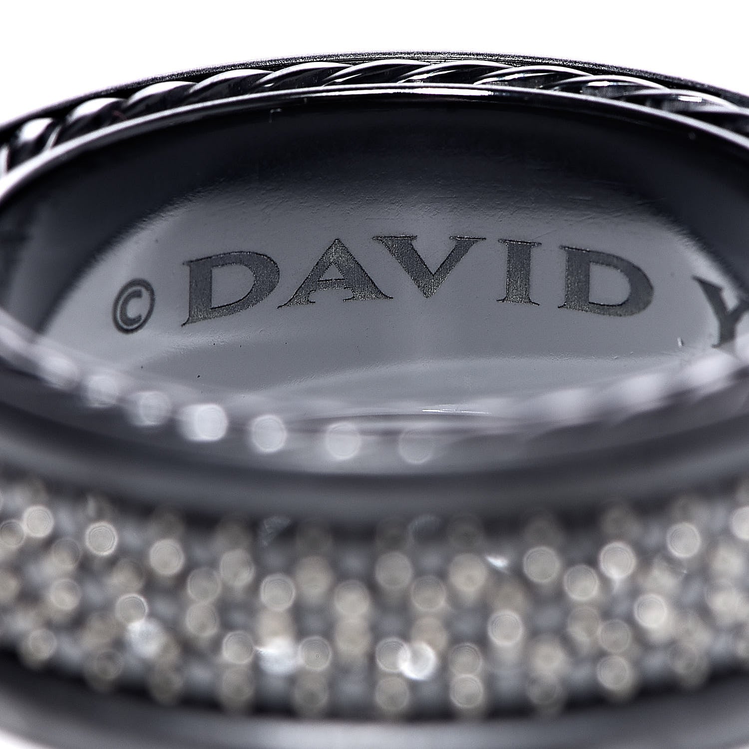 David Yurman Titanium Black Diamond Streamline Three-Row Band Ring 62 10 4 of 7