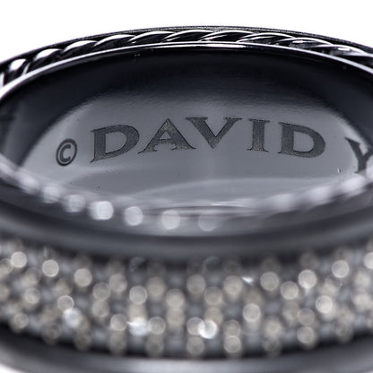 David Yurman Titanium Black Diamond Streamline Three-Row Band Ring 62 10 4 of 7