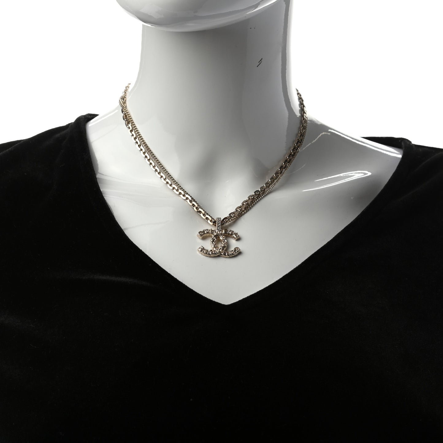 Crystal CC Multi Strand Chain Necklace Gold