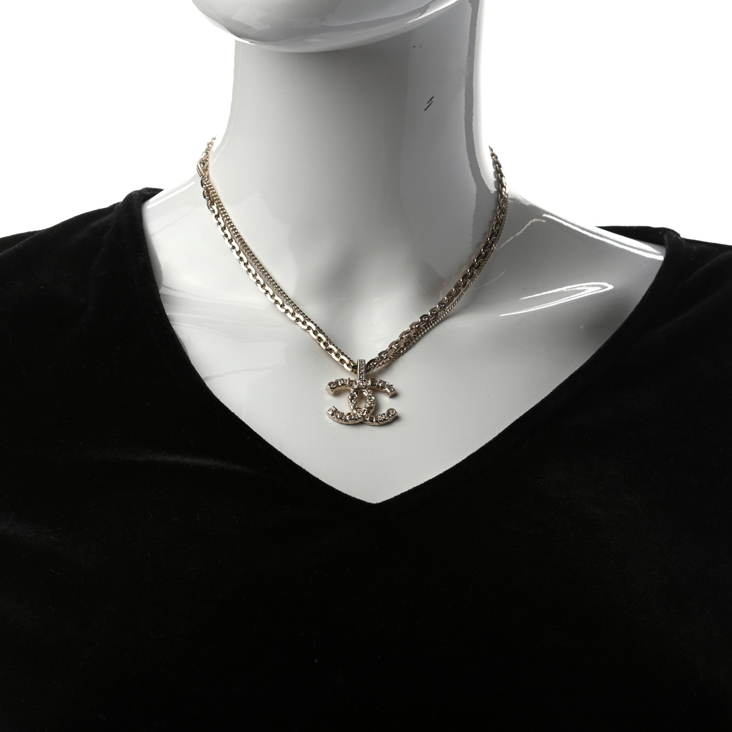 Chanel Crystal CC Multi Strand Chain Necklace Gold 2 of 5