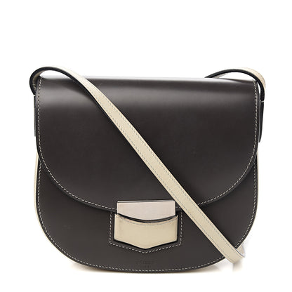 Celine Glazed Calfskin Small Bi-Color Trotteur Dark Grey 1 of 8