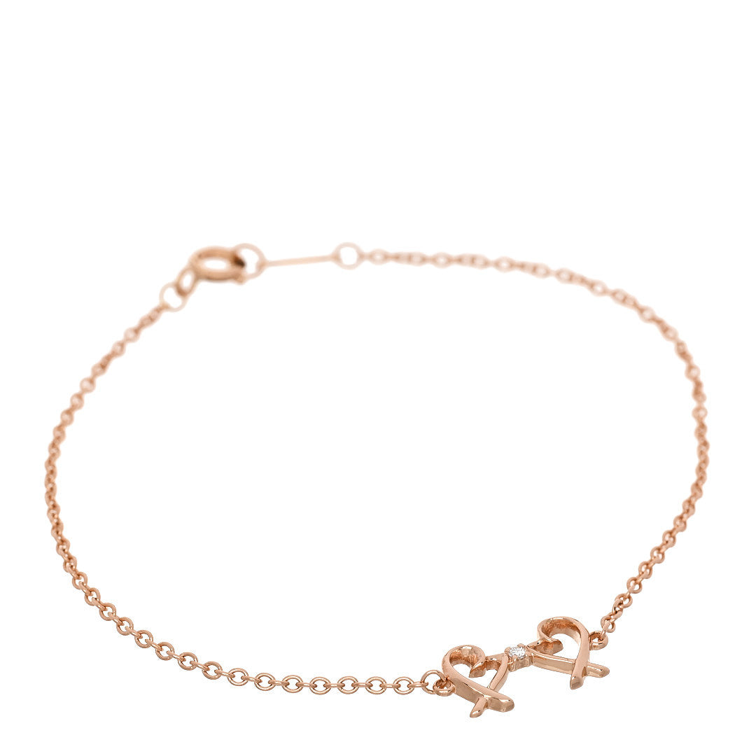 Tiffany 18K Rose Gold Diamond Paloma Picasso Double Loving Heart Bracelet 1 of 5
