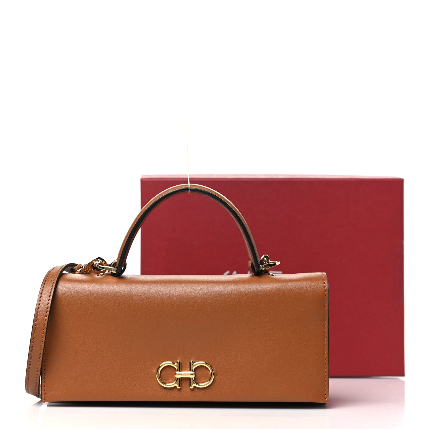 Salvatore Ferragamo Smooth Calfskin Gancini Top Handle Wallet On Chain Sella 11 of 11