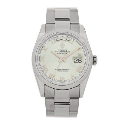 Rolex 18K White Gold 36mm Oyster Perpetual Day-Date Watch Ice Blue Roman 118209 1 of 4