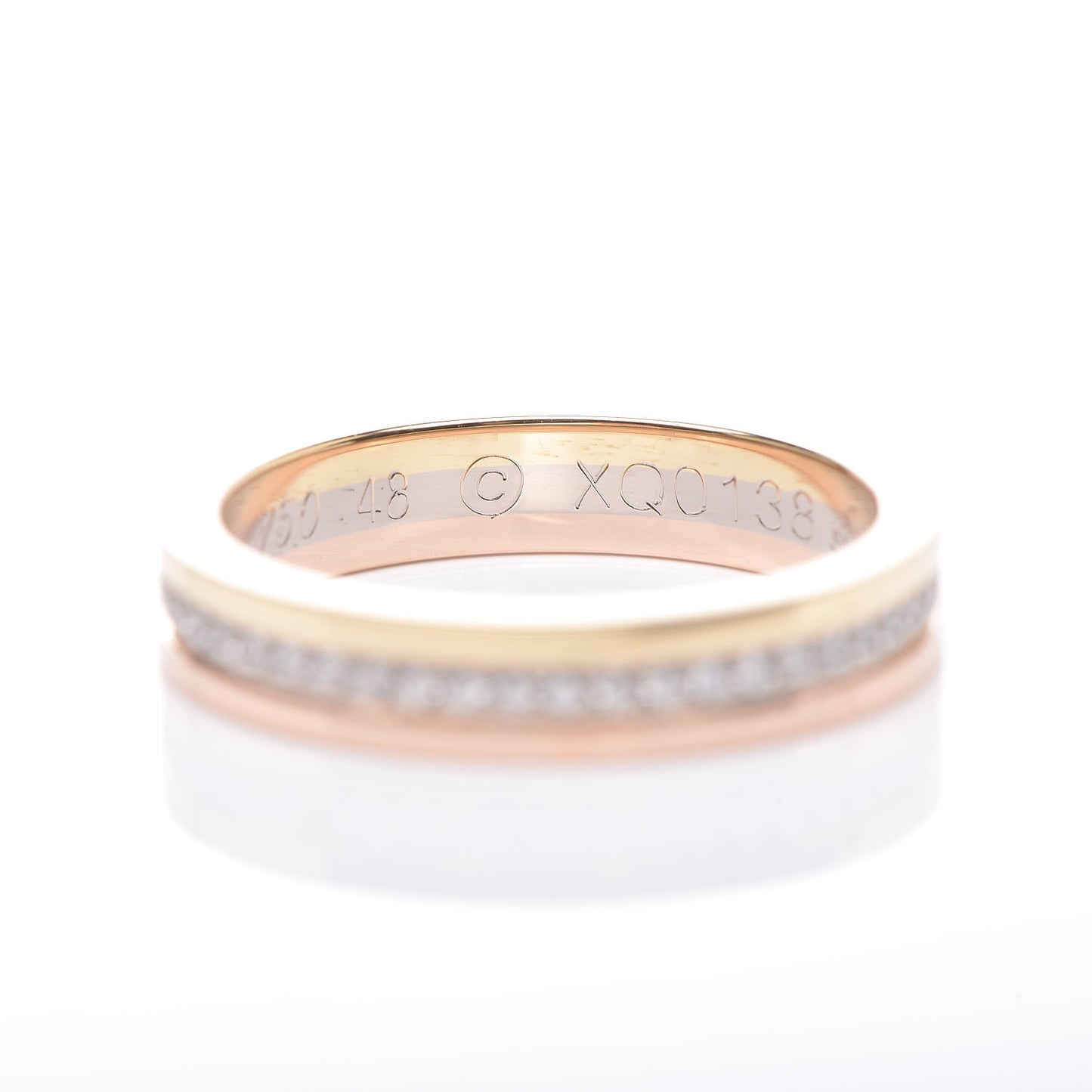18K White Yellow Pink Gold Diamond 2.5mm Vendome Louis Cartier Wedding Band Ring 48 4.5