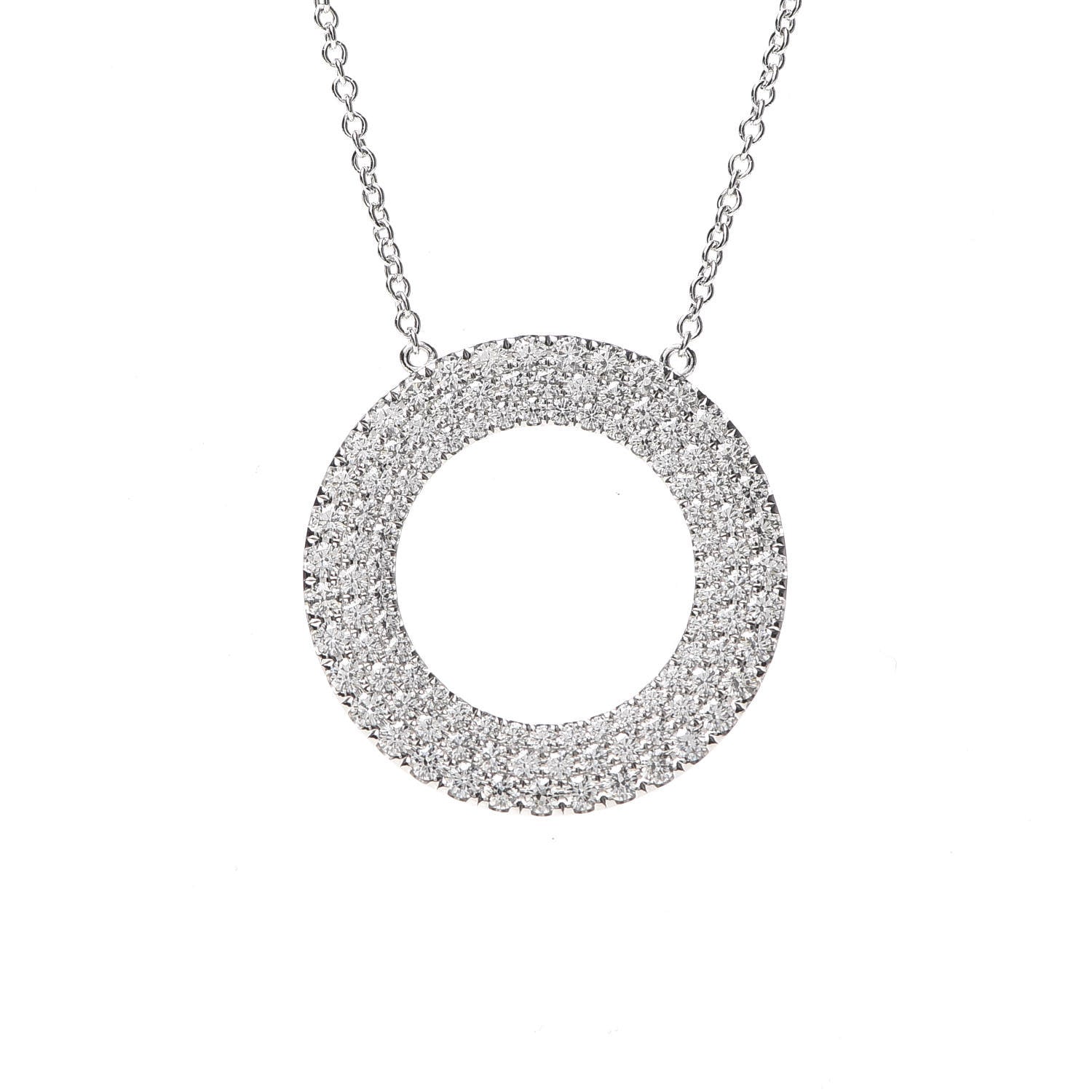 Tiffany 18K White Gold Diamond Metro Round Pendant Necklace 4 of 7