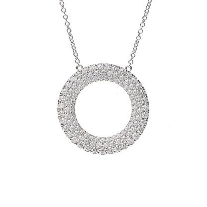 Tiffany 18K White Gold Diamond Metro Round Pendant Necklace 4 of 7