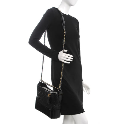Chanel Aged Calfskin Quilted Medium Gabrielle Hobo Black 4 of 8