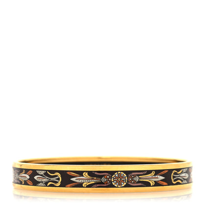 Hermes Enamel Printed Narrow Dreamcatchers Bracelet 65 Black 1 of 5