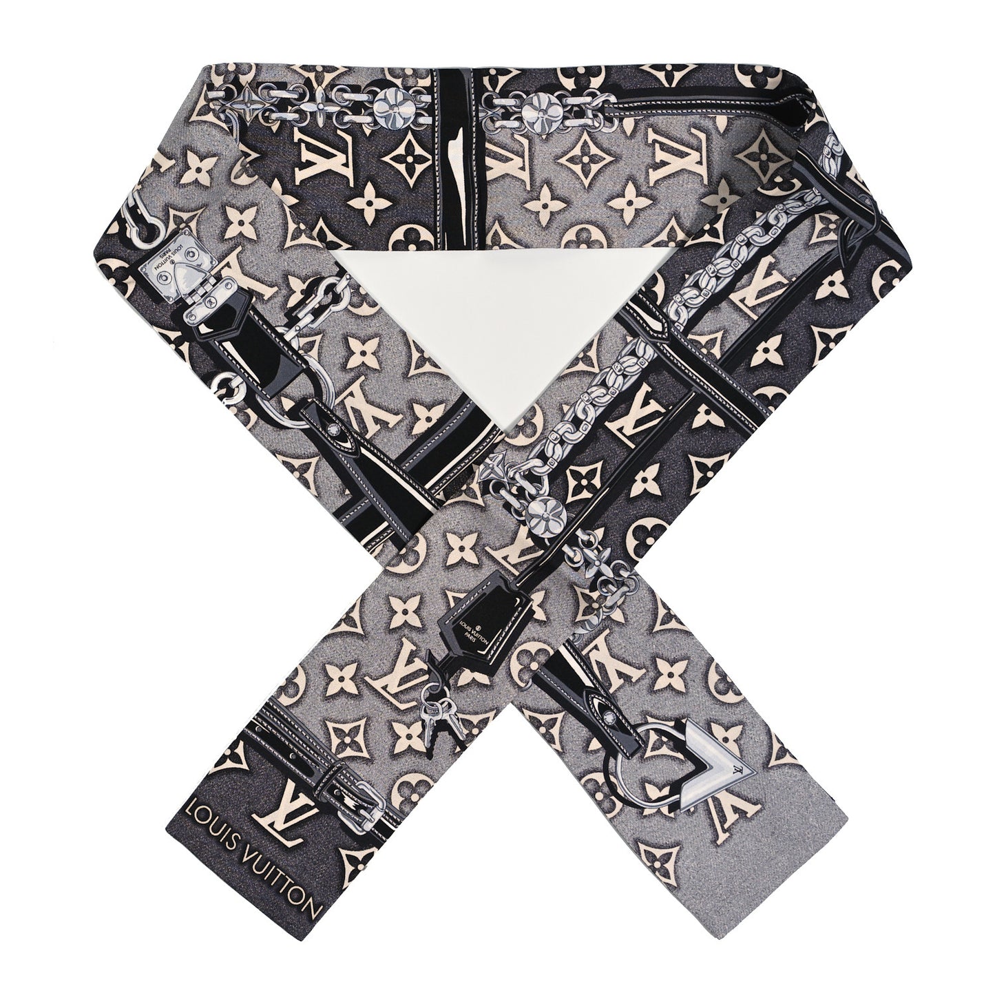 Silk Monogram Jacquard Denim Bandeau Gris