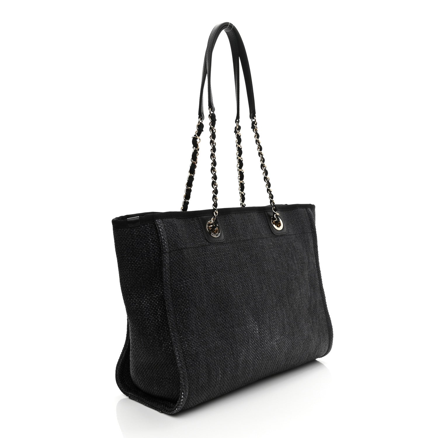 Chanel Woven Straw Raffia Small Deauville Tote Black 3 of 9