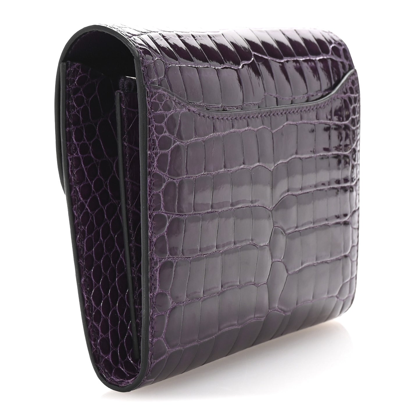 Shiny Alligator Constance Short Wallet Amethyste