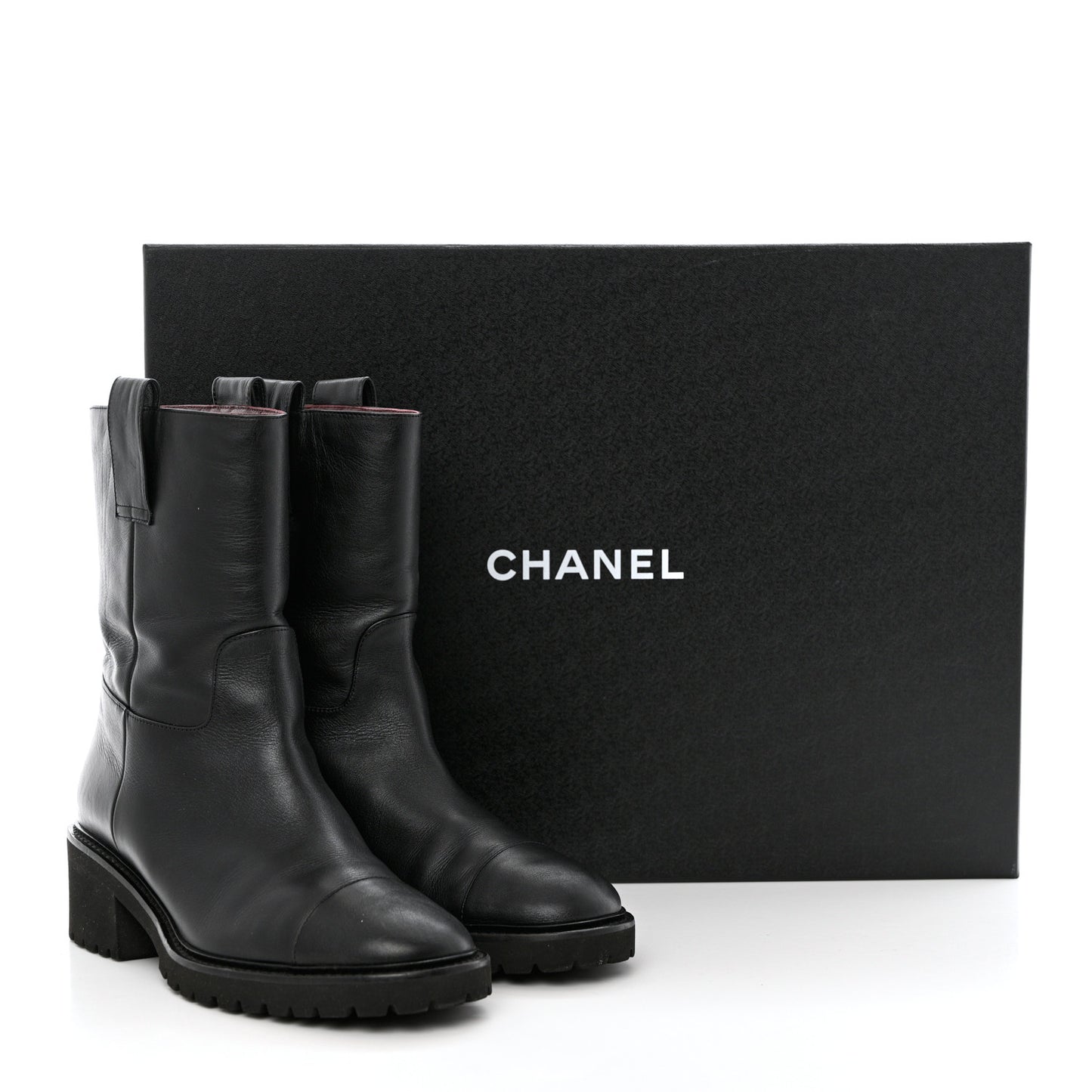 Calfskin CC Ankle Boots 38.5 Black