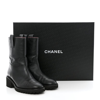 Chanel Calfskin CC Ankle Boots 38.5 Black 10 of 10
