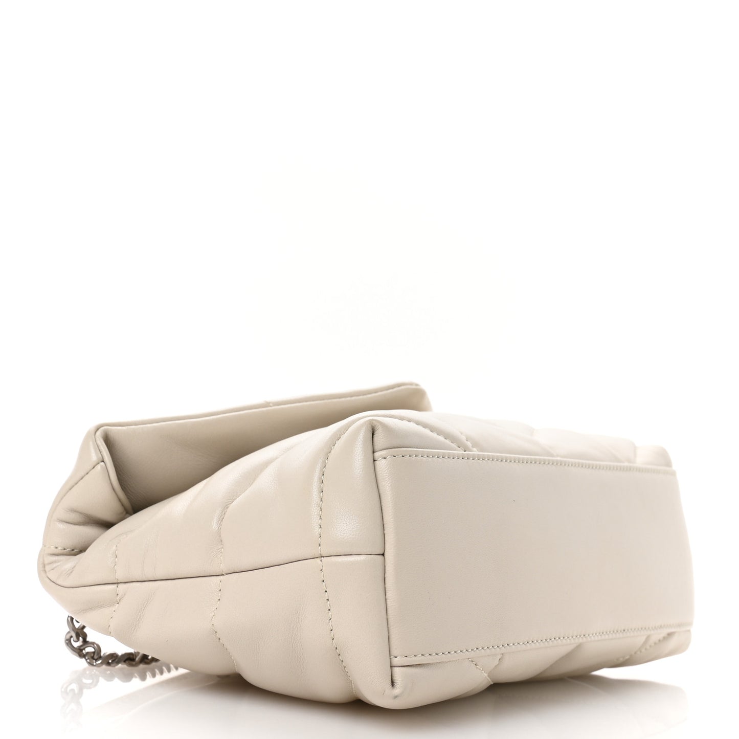 Lambskin Quilted Toy Loulou Puffer Monogram Chain Satchel Crema Soft