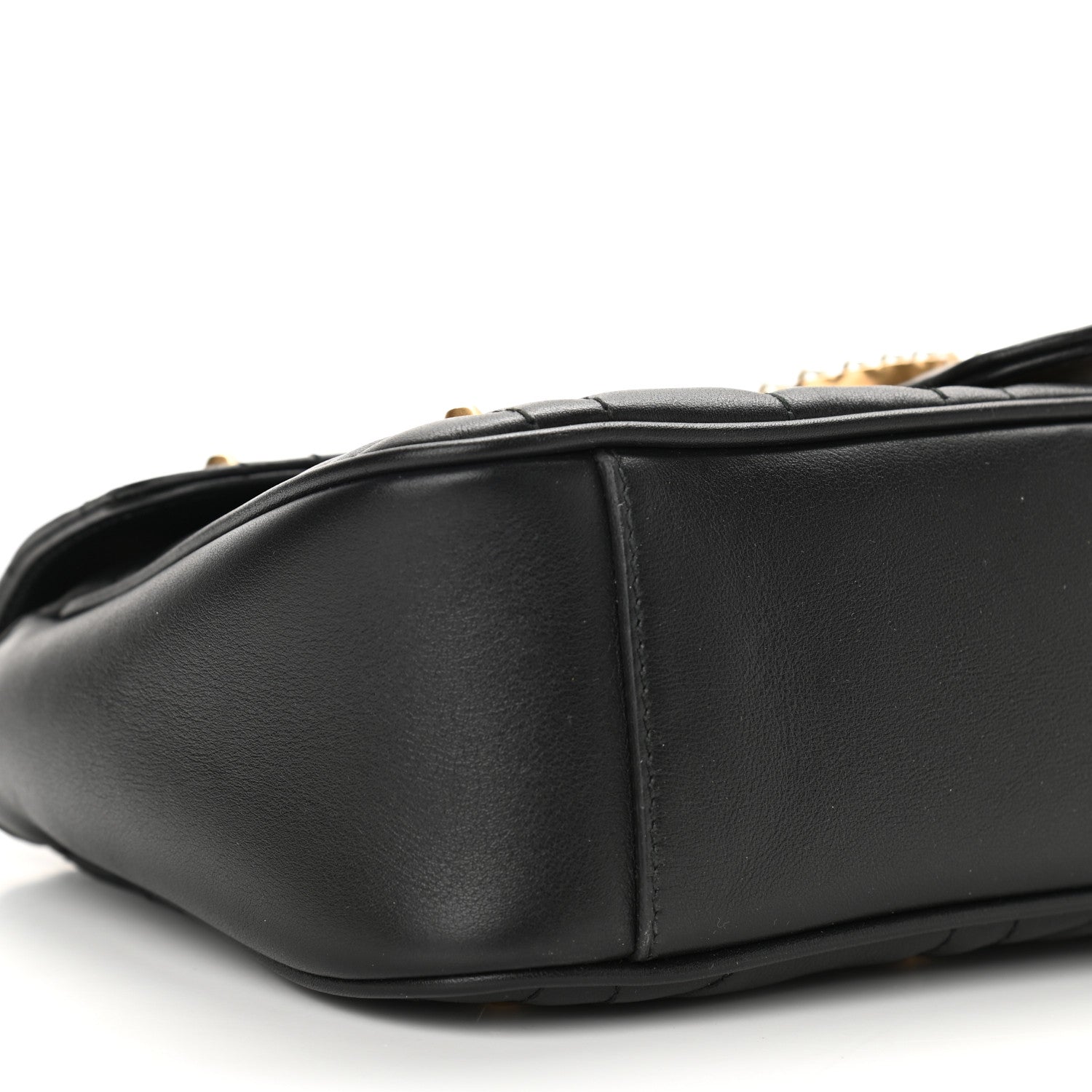 Gucci Calfskin Matelasse Studded Small Pearly GG Marmont Shoulder Bag Black 9 of 10