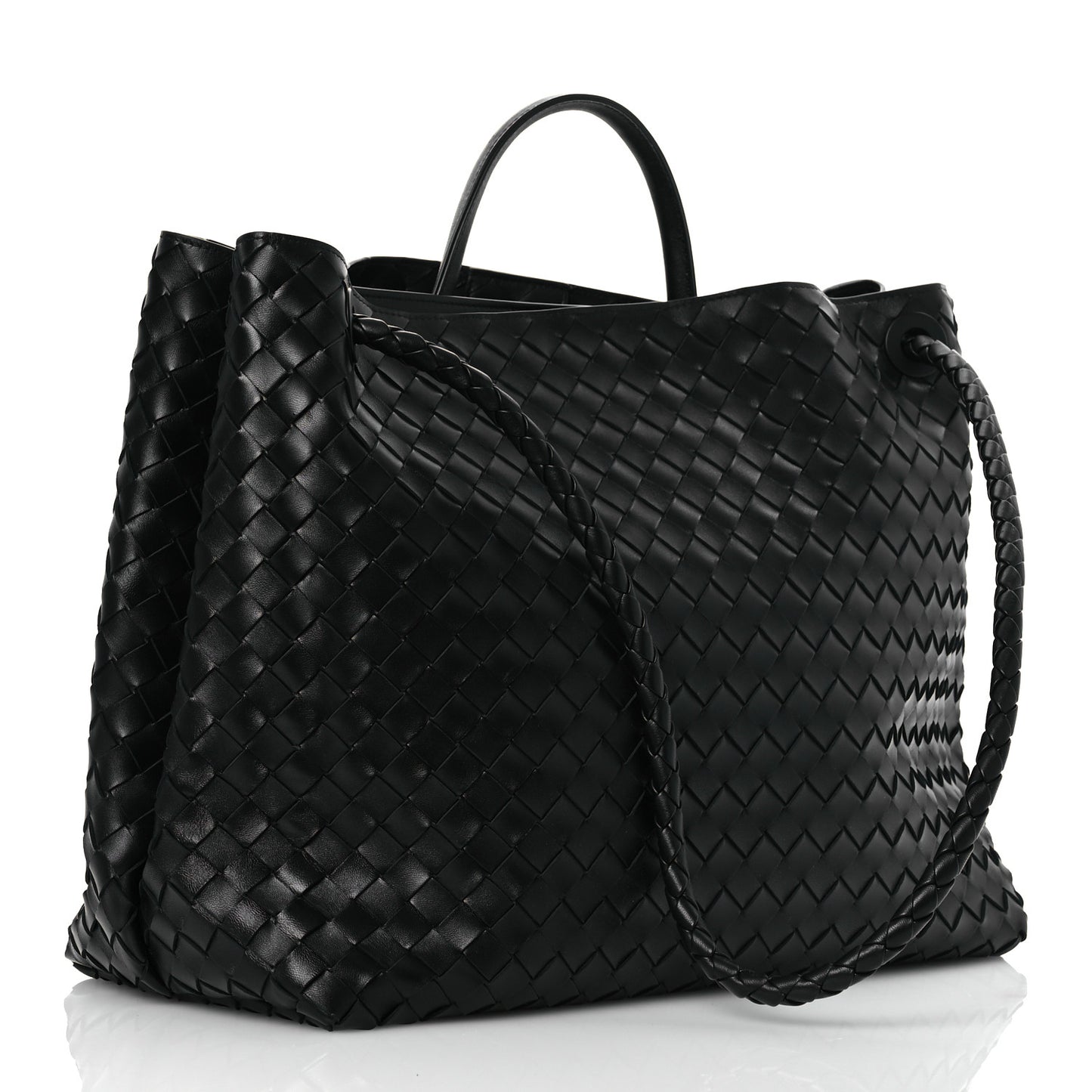 Nappa Intrecciato Large Andiamo Shoulder Bag Black