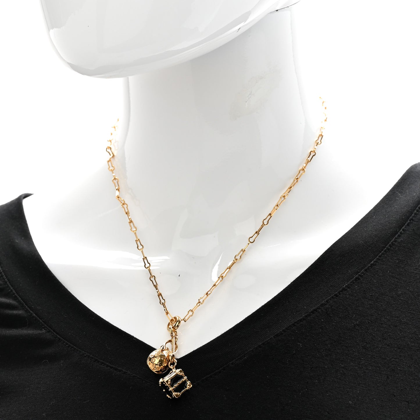 Monogram LV Luggage Charms Necklace Gold
