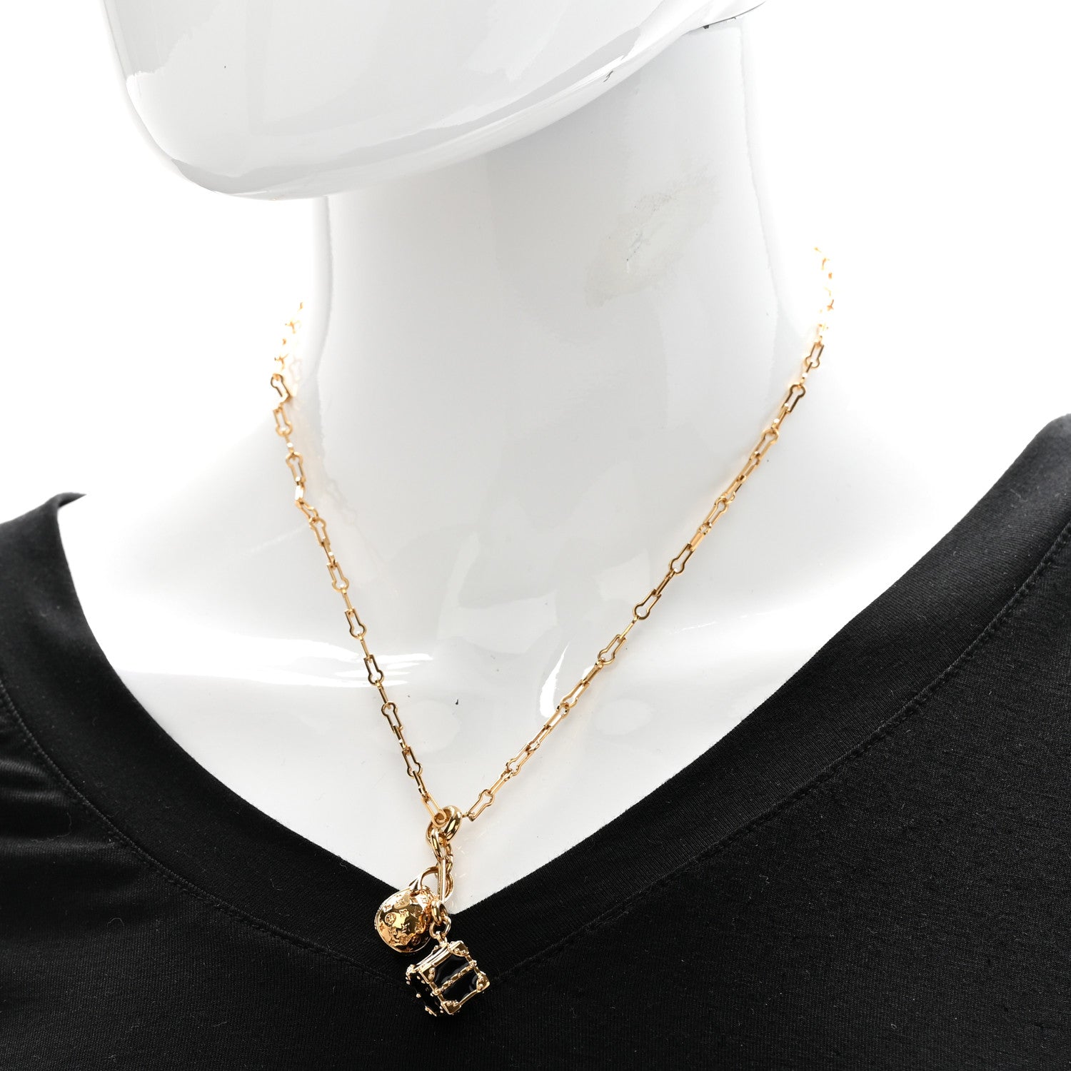Louis Vuitton Monogram LV Luggage Charms Necklace Gold 2 of 6