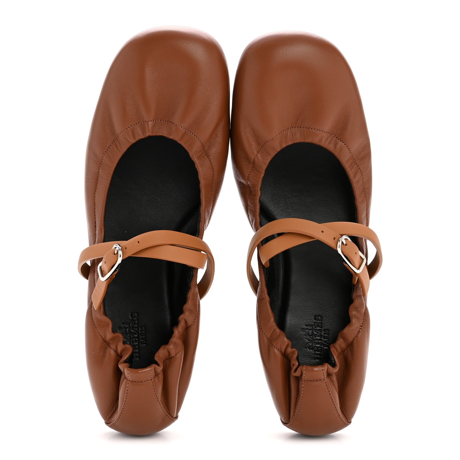 Hermes Nappa Calfskin Jolly Ballerina Flats 38 Gold Naturel 2 of 10